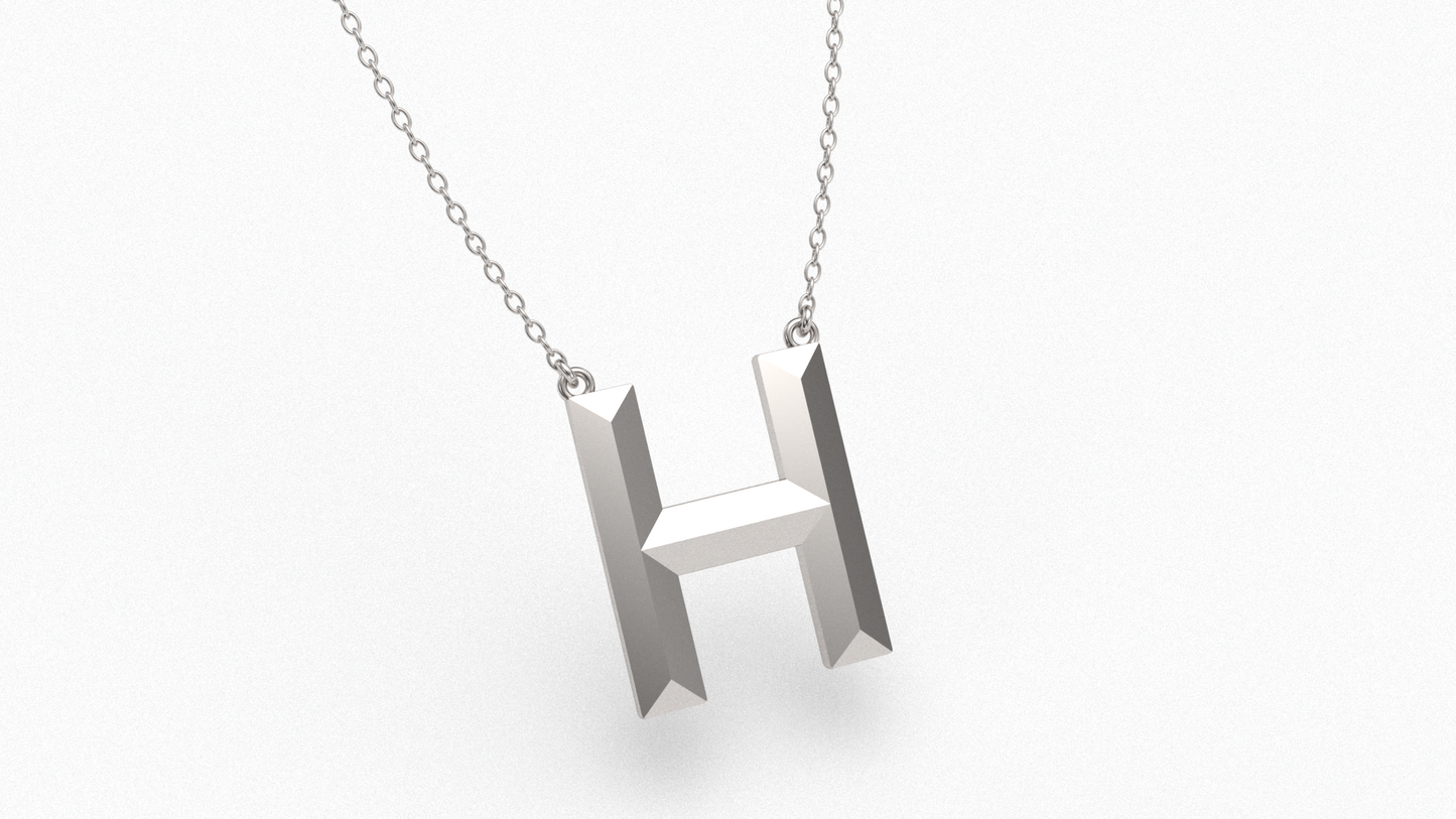 Knife Edge Initial Pendant in Sterling Silver
