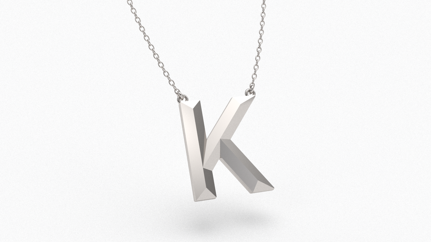 Knife Edge Initial Pendant in Sterling Silver