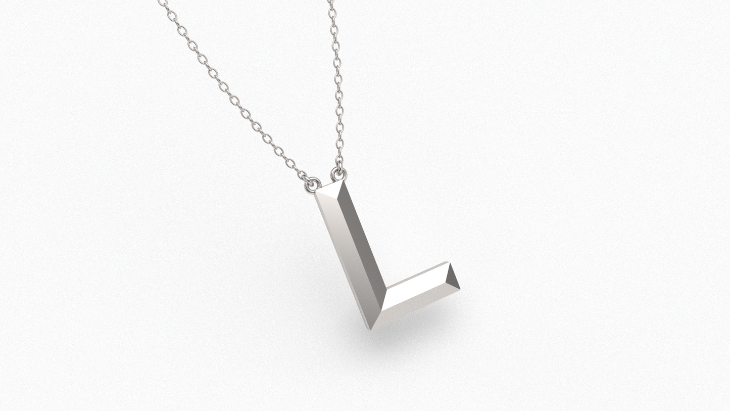 Knife Edge Initial Pendant in Sterling Silver