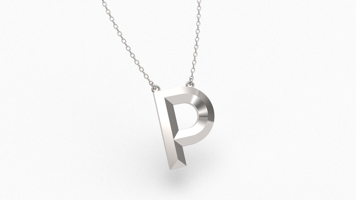 Knife Edge Initial Pendant in Sterling Silver