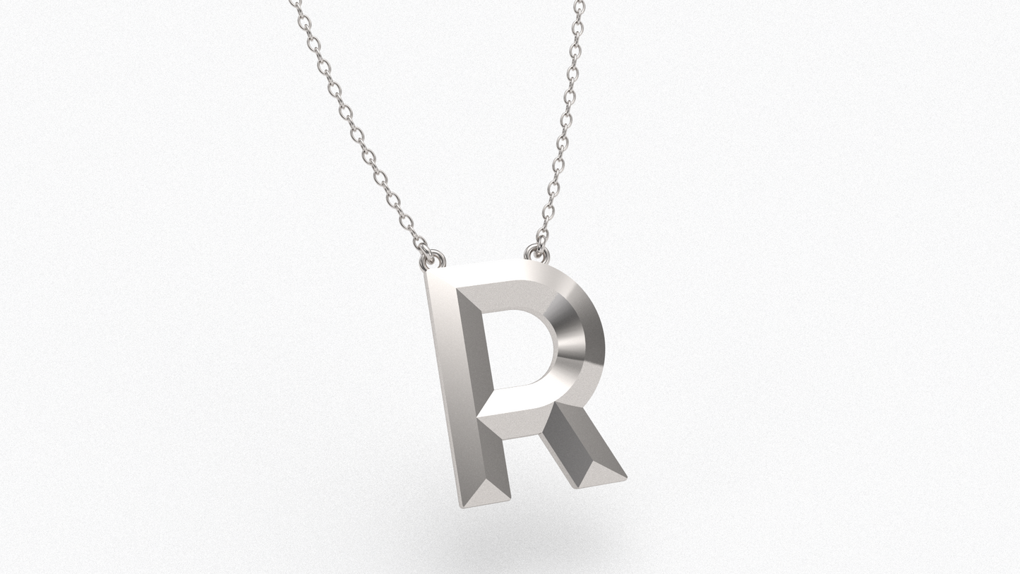 Knife Edge Initial Pendant in Sterling Silver