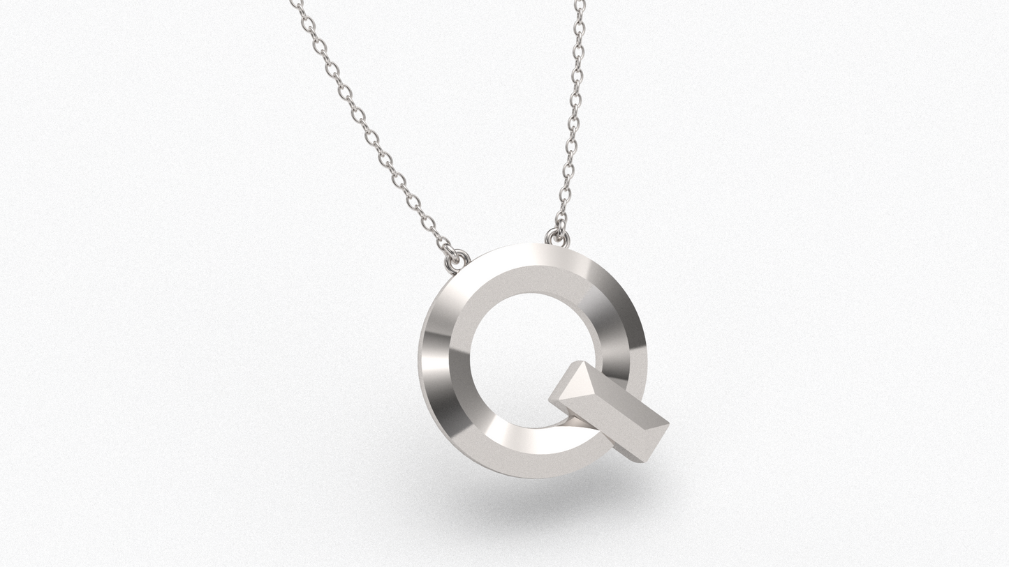 Knife Edge Initial Pendant in Sterling Silver