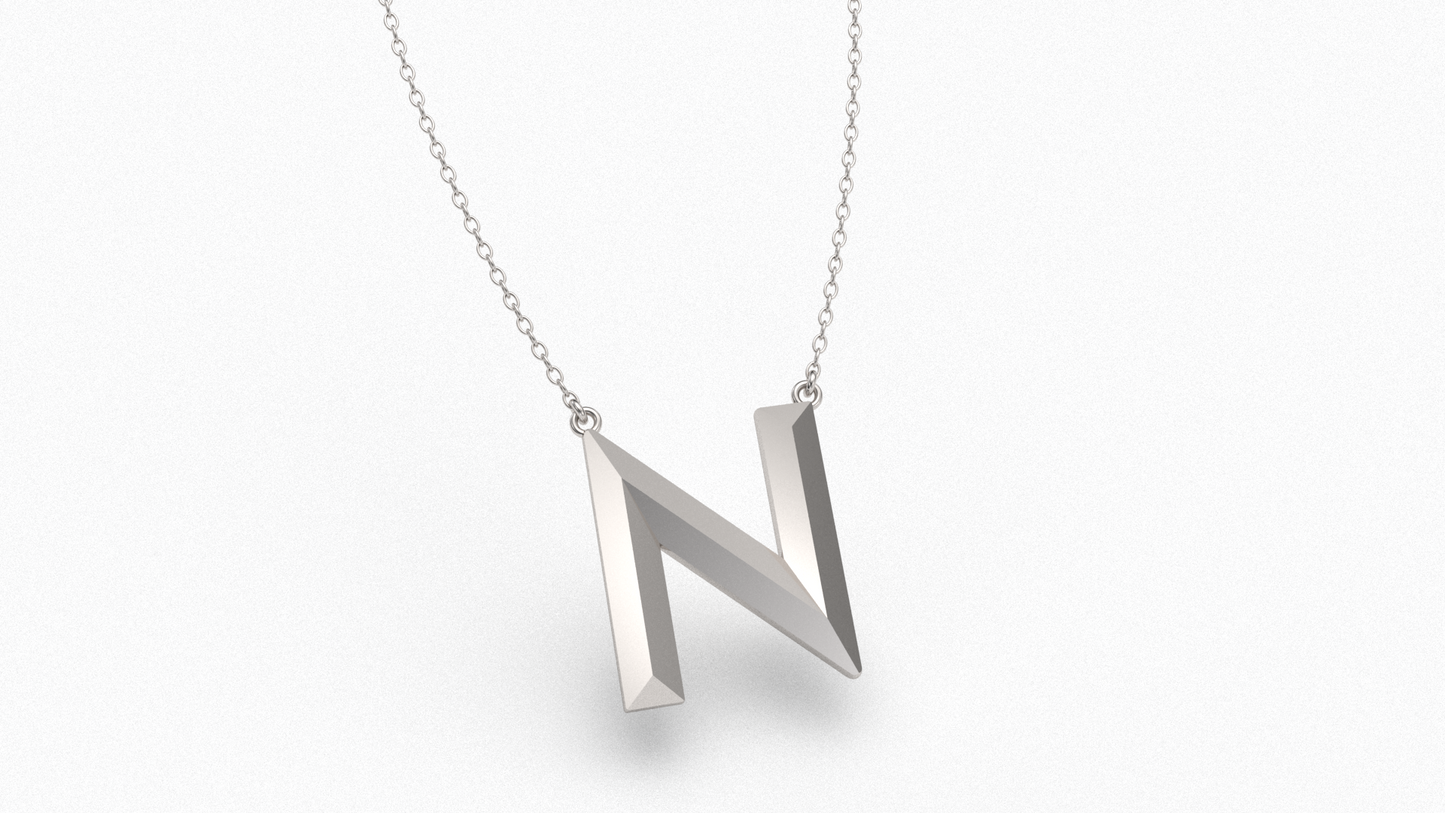 Knife Edge Initial Pendant in Sterling Silver