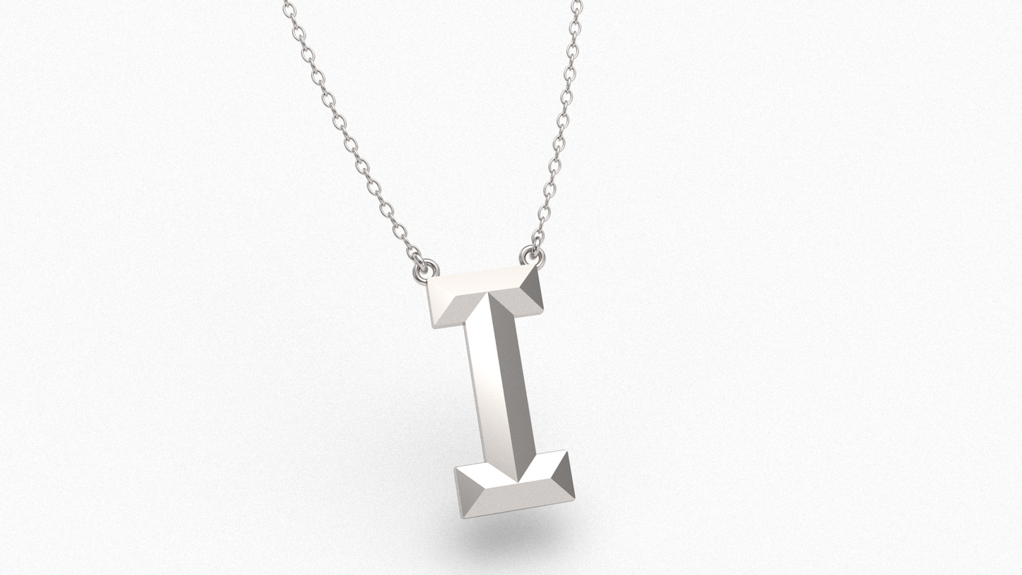 Knife Edge Initial Pendant in Sterling Silver