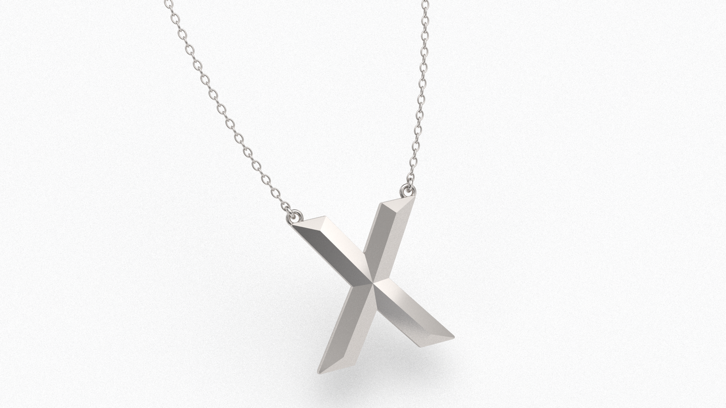 Knife Edge Initial Pendant in Sterling Silver