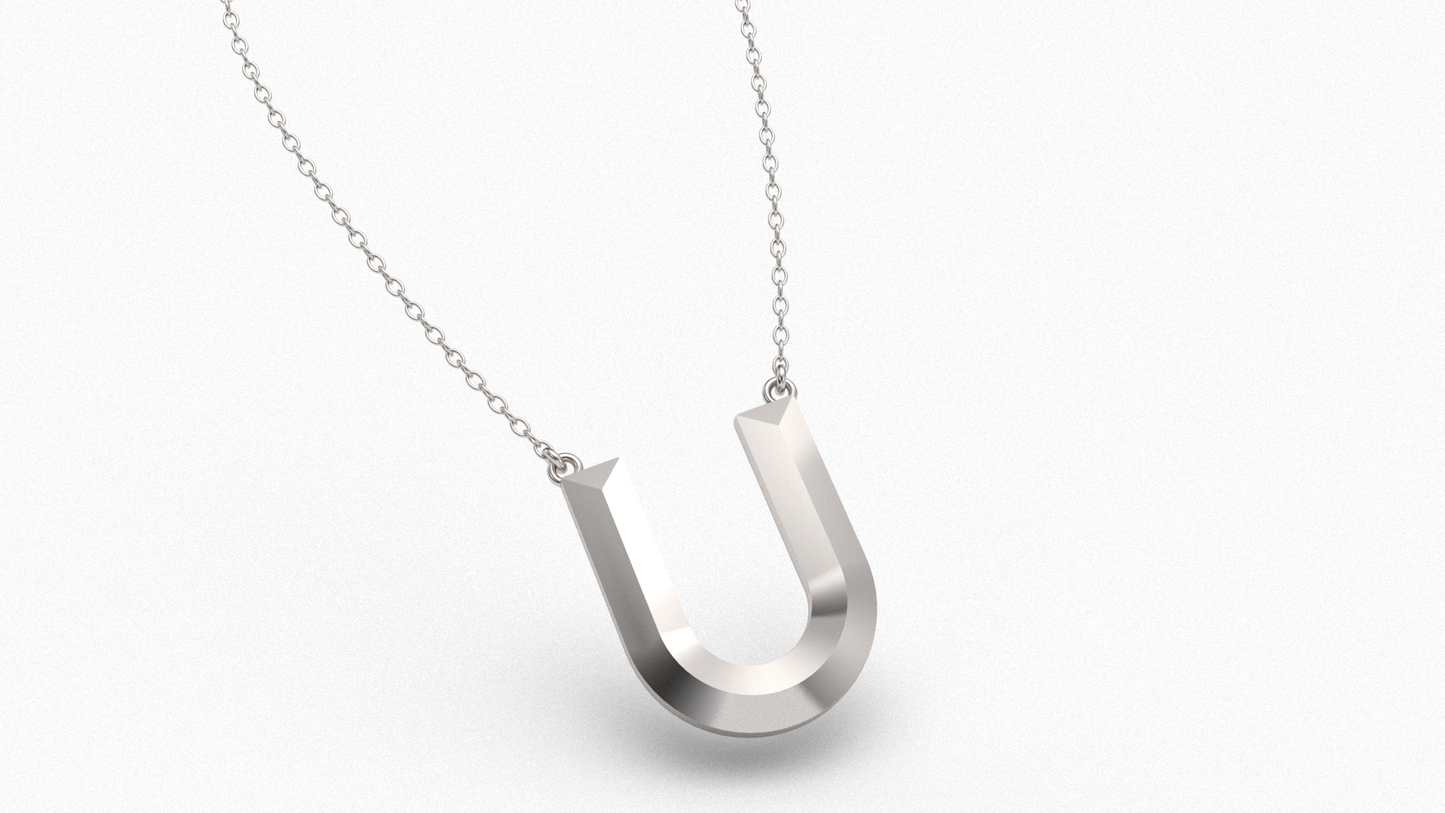 Knife Edge Initial Pendant in Sterling Silver