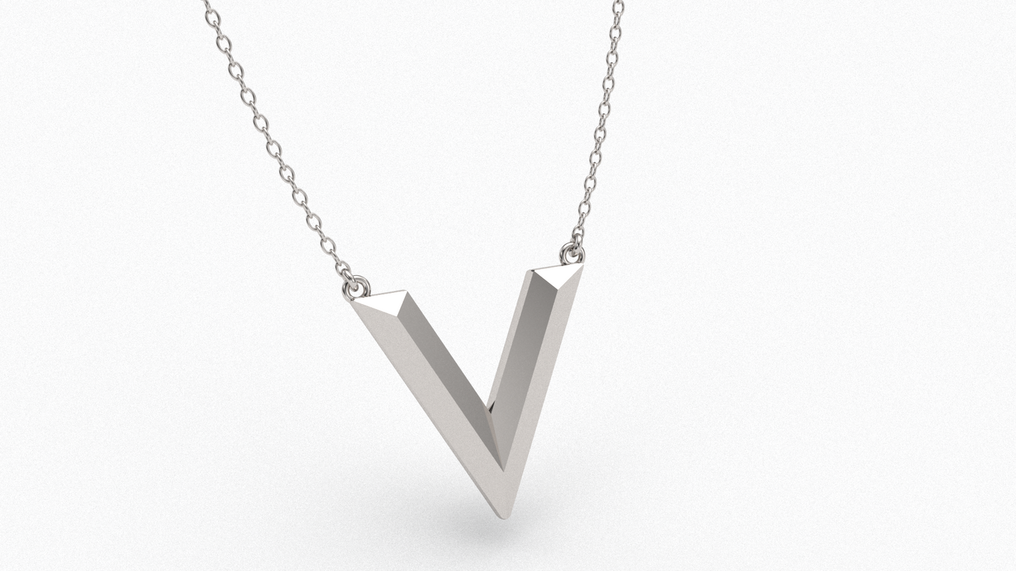 Knife Edge Initial Pendant in Sterling Silver