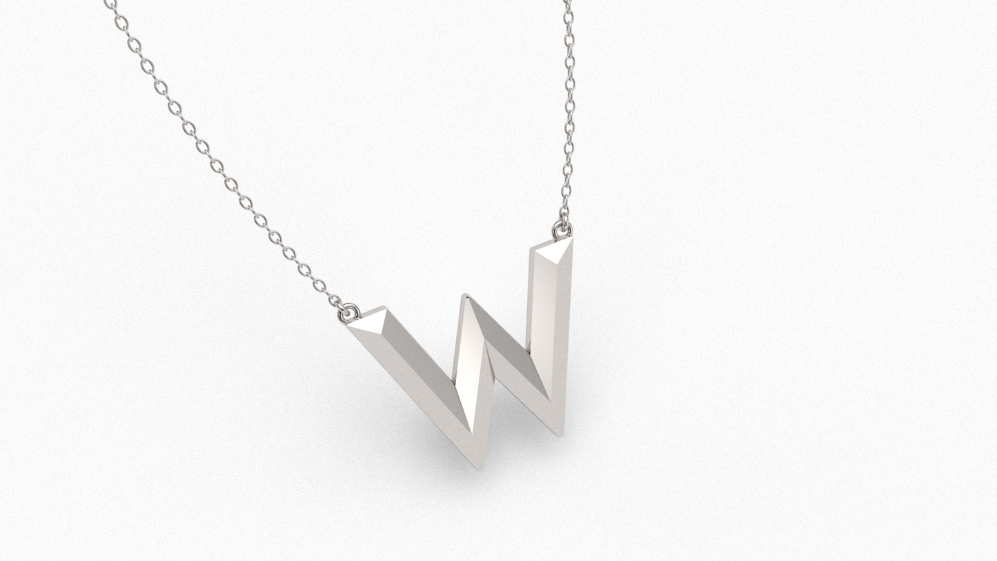 Knife Edge Initial Pendant in Sterling Silver