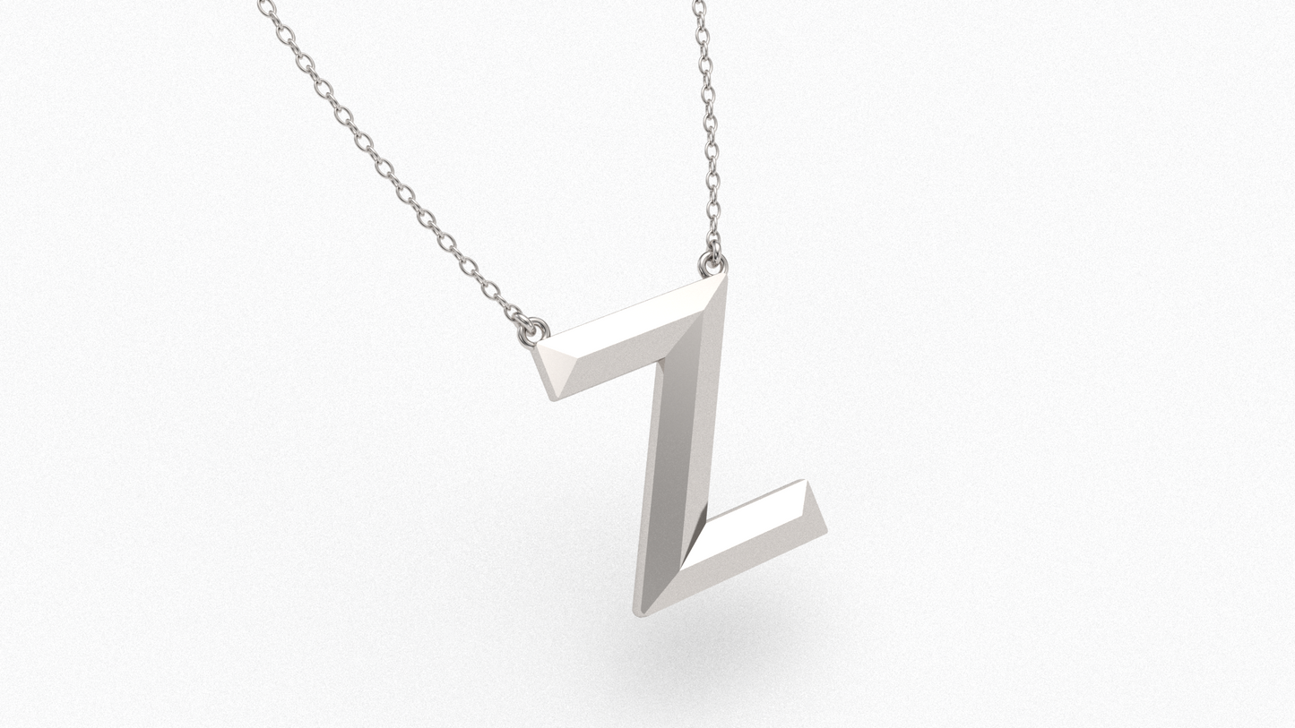 Knife Edge Initial Pendant in Sterling Silver