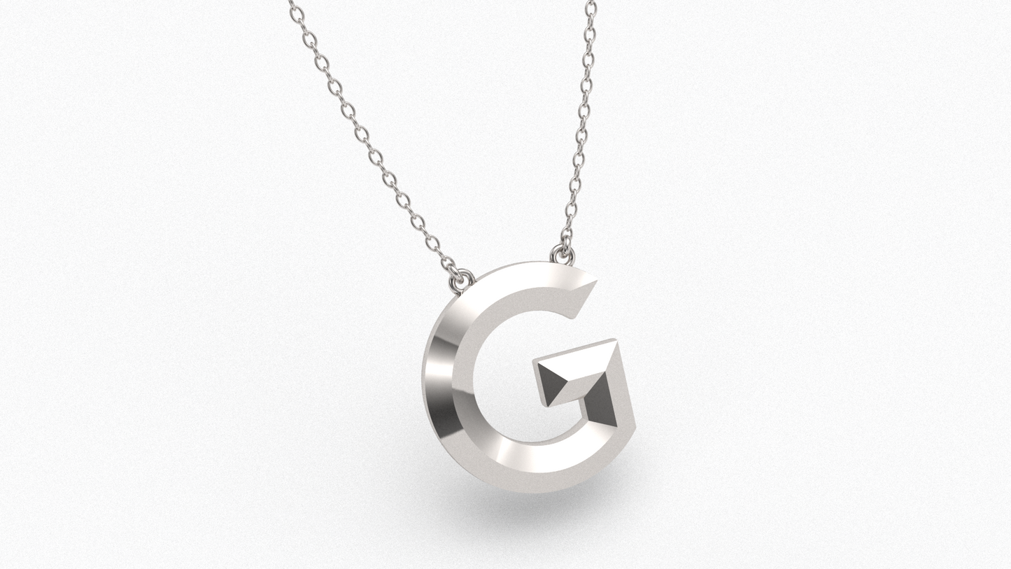 Knife Edge Initial Pendant in Sterling Silver