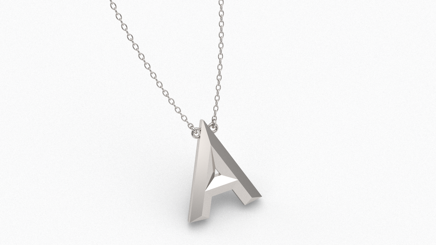 Knife Edge Initial Pendant in Sterling Silver