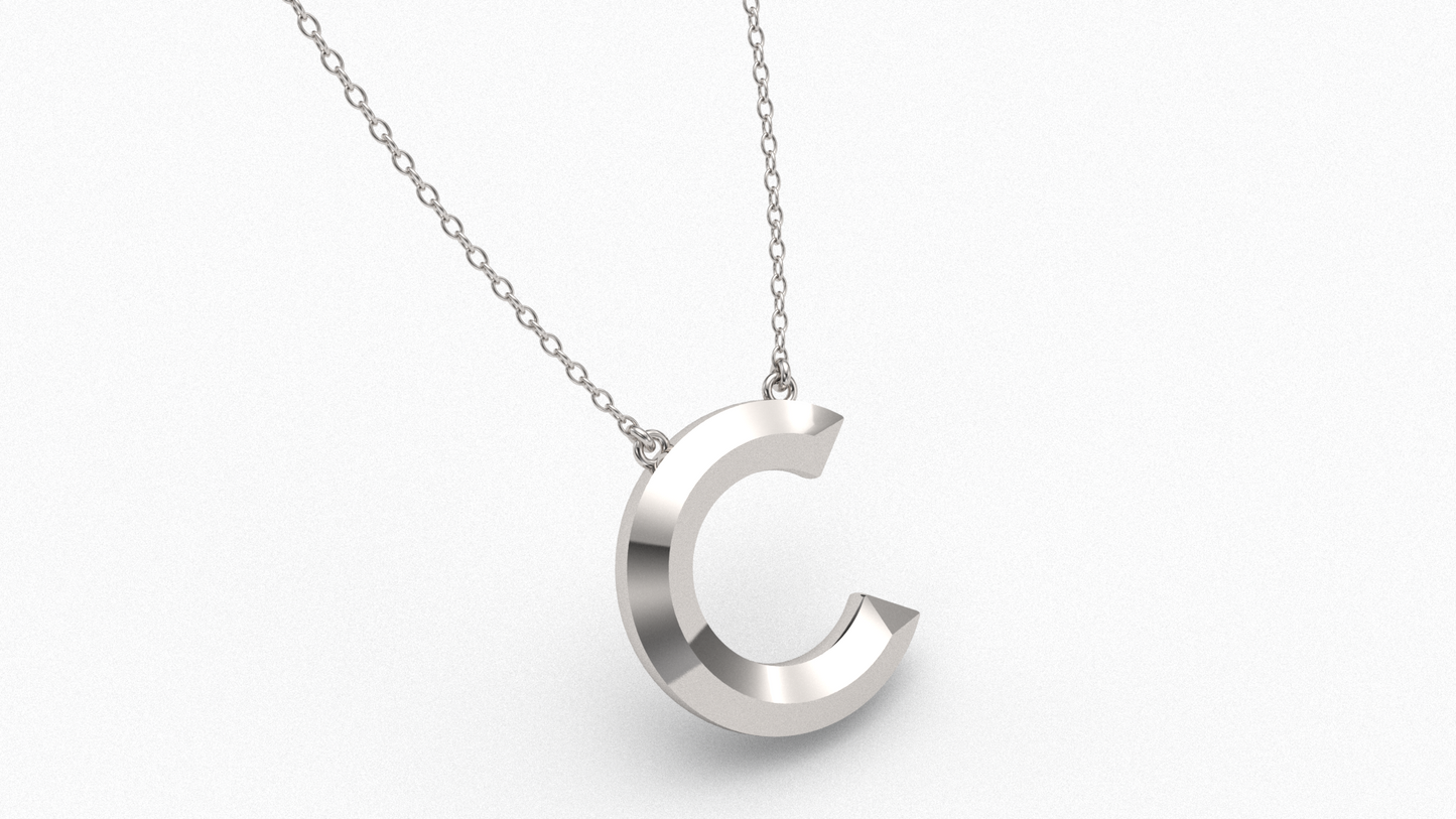Knife Edge Initial Pendant in Sterling Silver