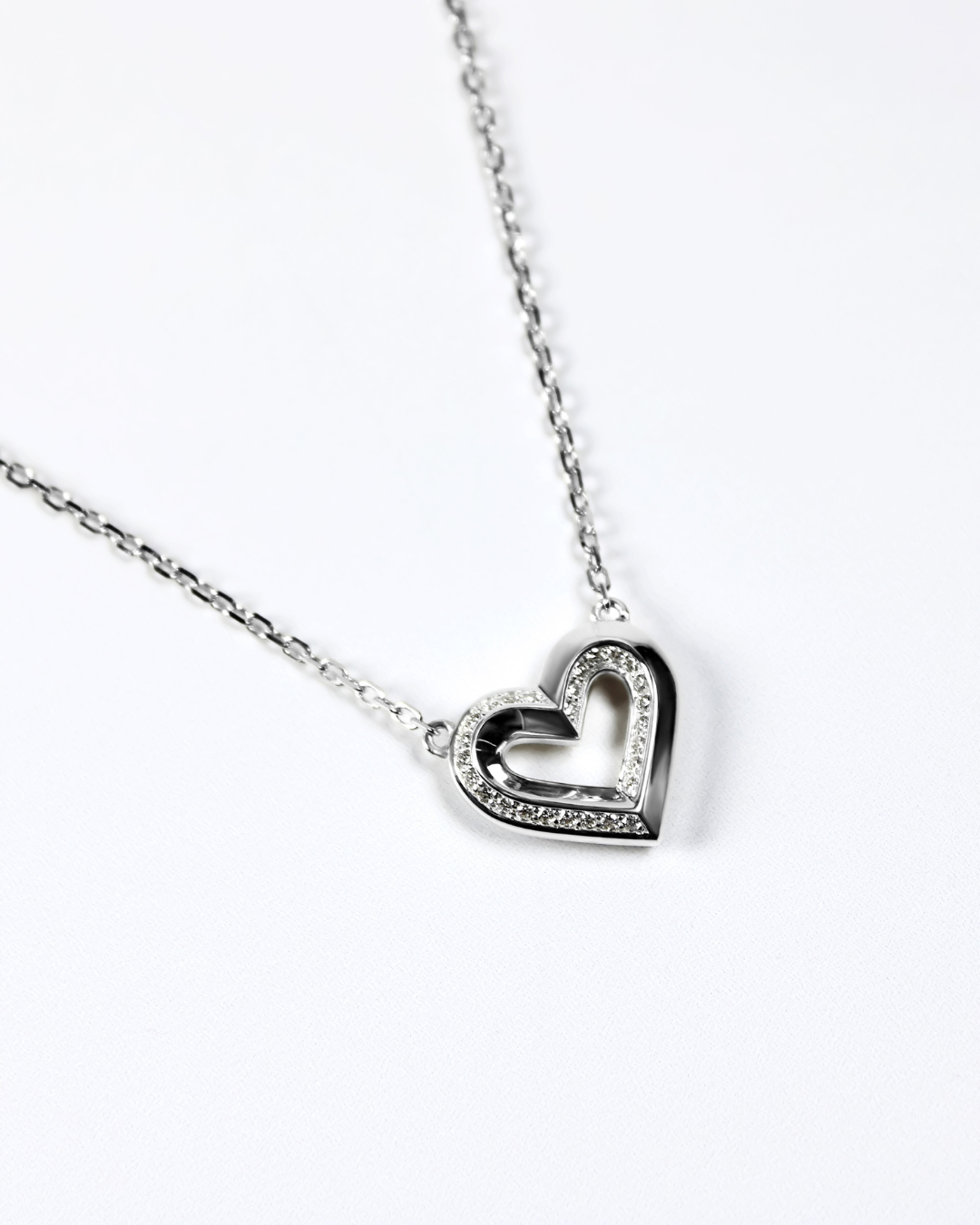 Diamond Heart Pendant in Sterling Silver