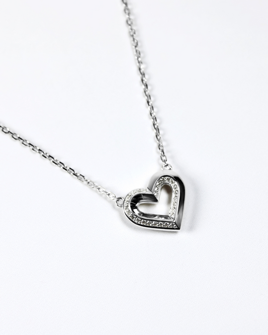 Diamond Heart Pendant in Sterling Silver
