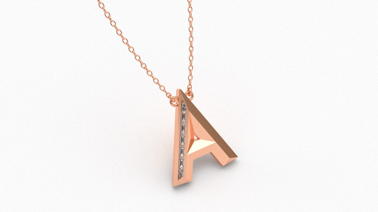 Diamond Initial Pendant in 18K Rose Gold