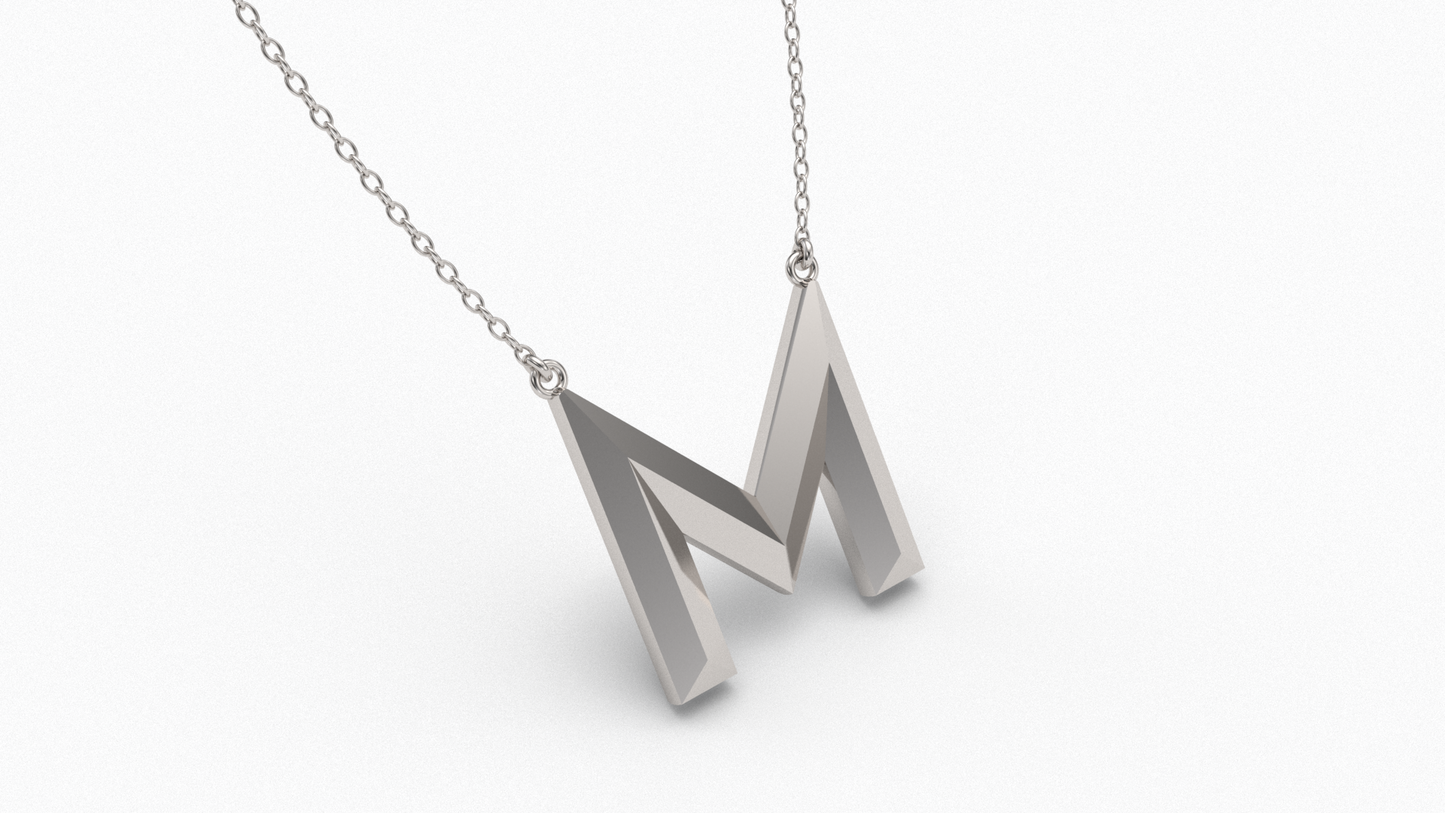 Knife Edge Initial Pendant in Sterling Silver