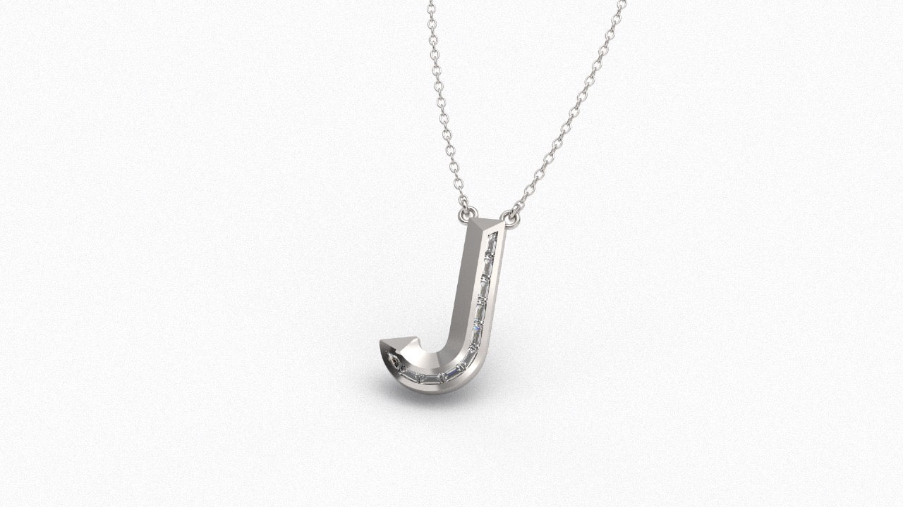 Diamond Initial Pendant in 18K White Gold