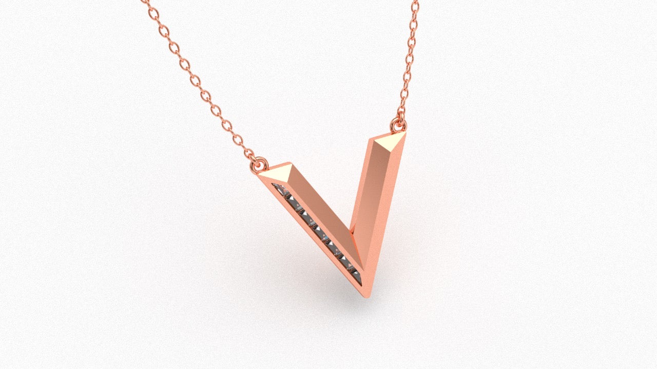 Diamond Initial Pendant in 18K Rose Gold