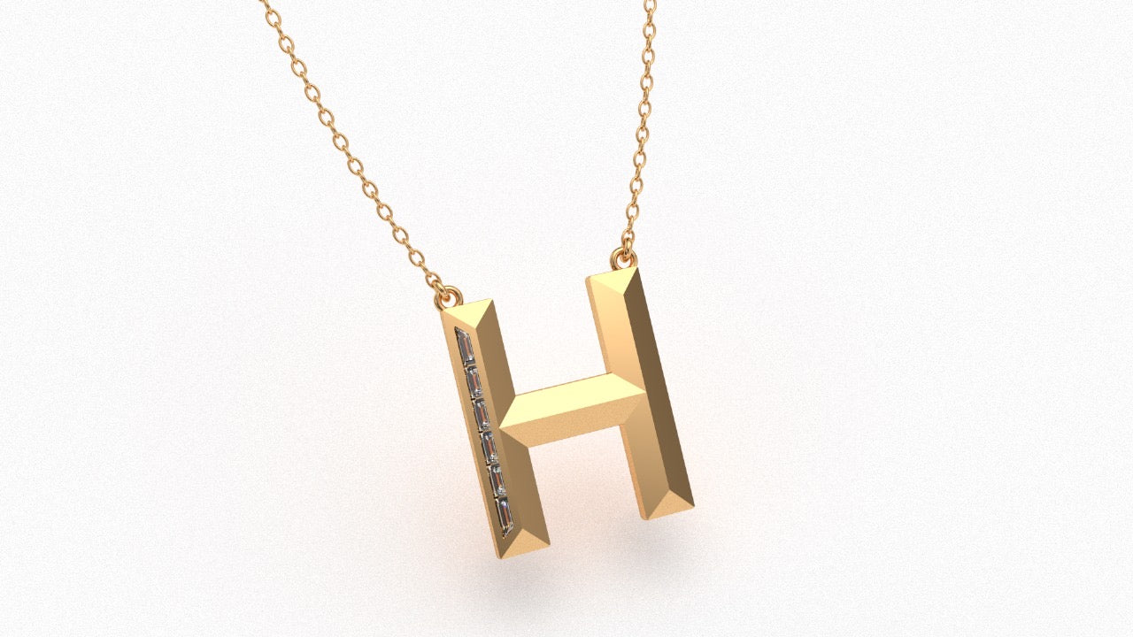 Diamond Initial Pendant in 18K Yellow Gold