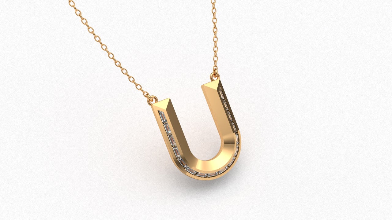 Diamond Initial Pendant in 18K Yellow Gold