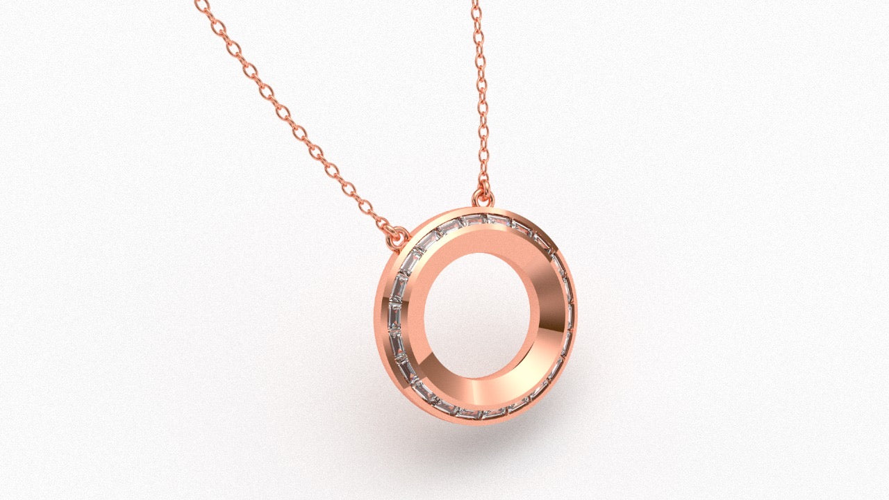 Diamond Initial Pendant in 18K Rose Gold