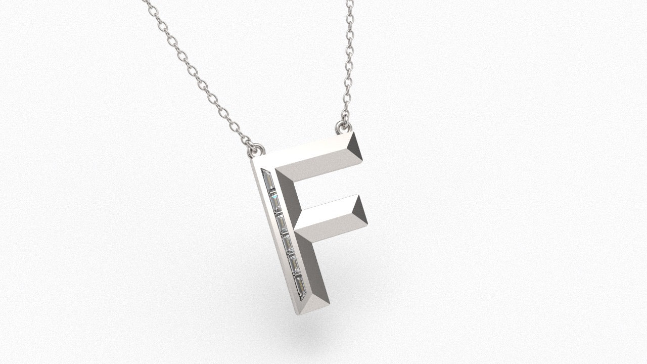 Diamond Initial Pendant in 18K White Gold