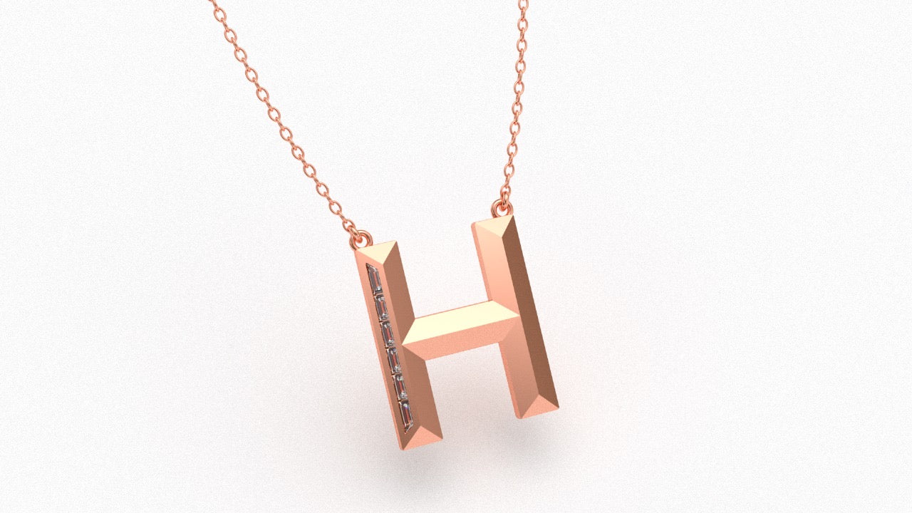 Diamond Initial Pendant in 18K Rose Gold