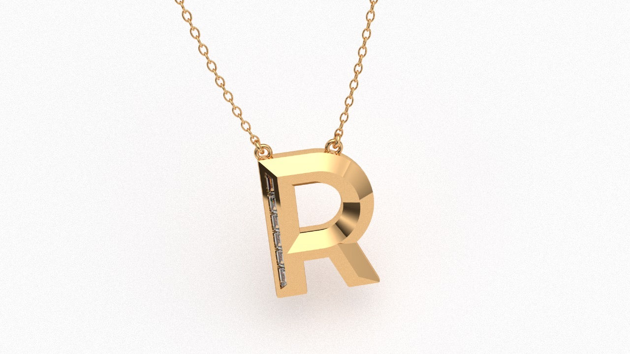 Diamond Initial Pendant in 18K Yellow Gold