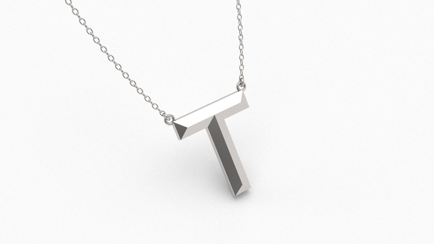 Knife Edge Initial Pendant in Sterling Silver