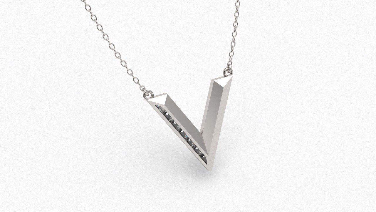 Diamond Initial Pendant in 18K White Gold