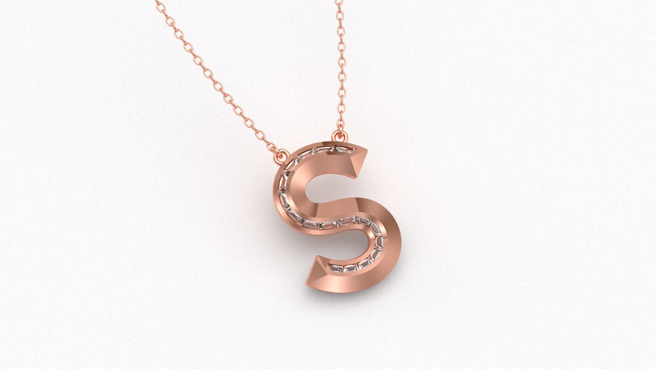 Diamond Initial Pendant in 18K Rose Gold