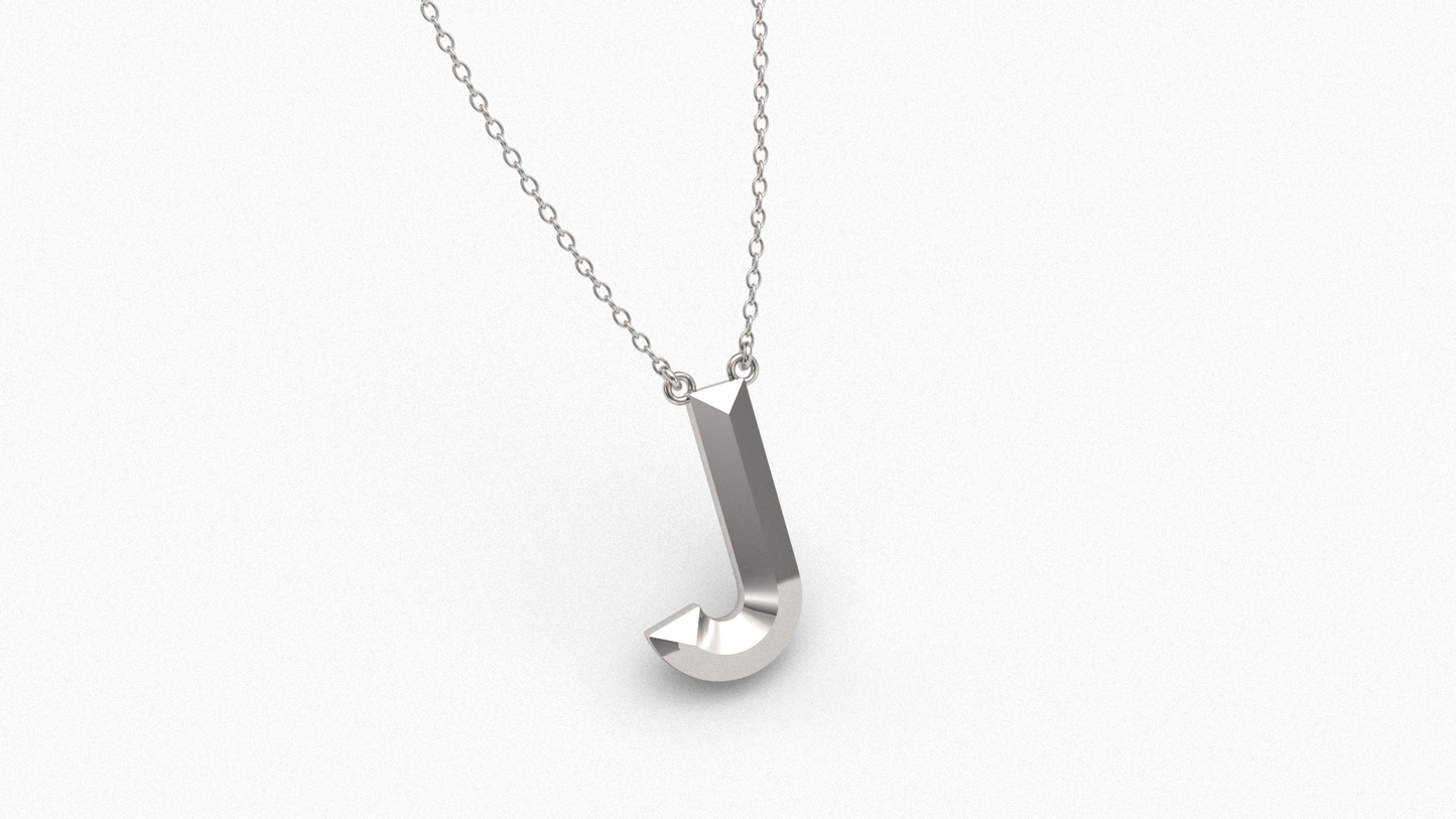 Knife Edge Initial Pendant in Sterling Silver