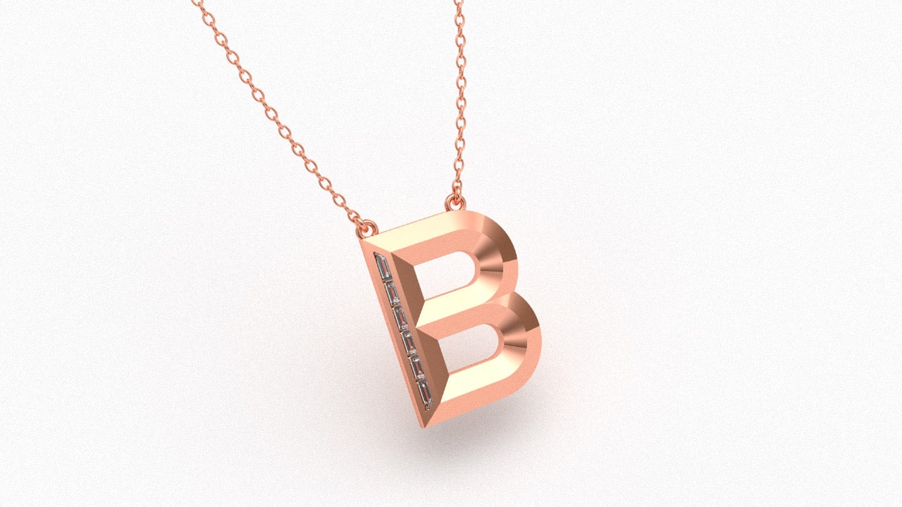 Diamond Initial Pendant in 18K Rose Gold