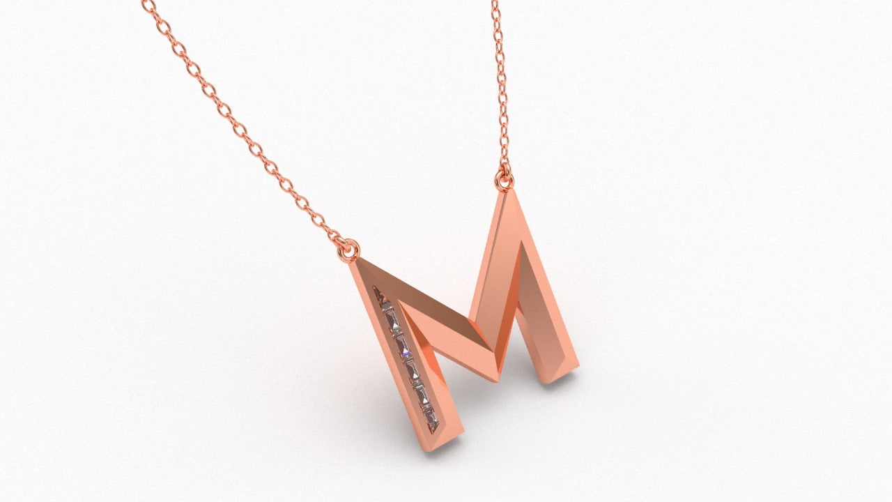 Diamond Initial Pendant in 18K Rose Gold