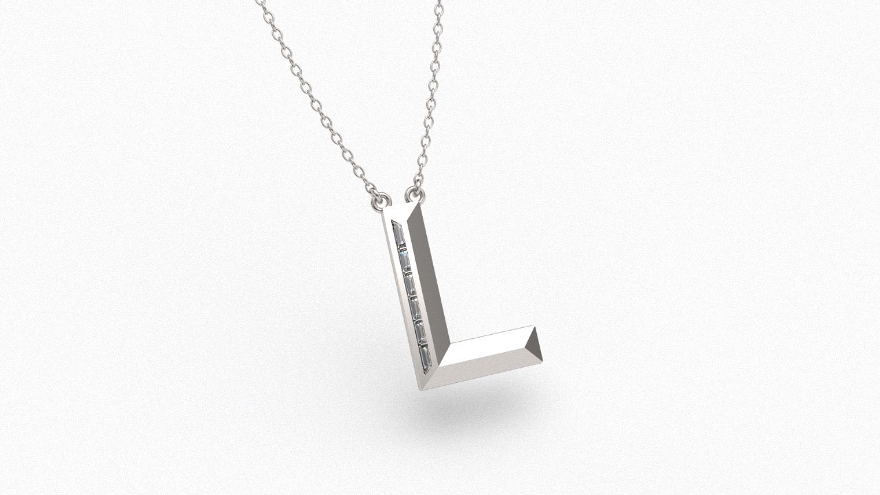 Diamond Initial Pendant in 18K White Gold