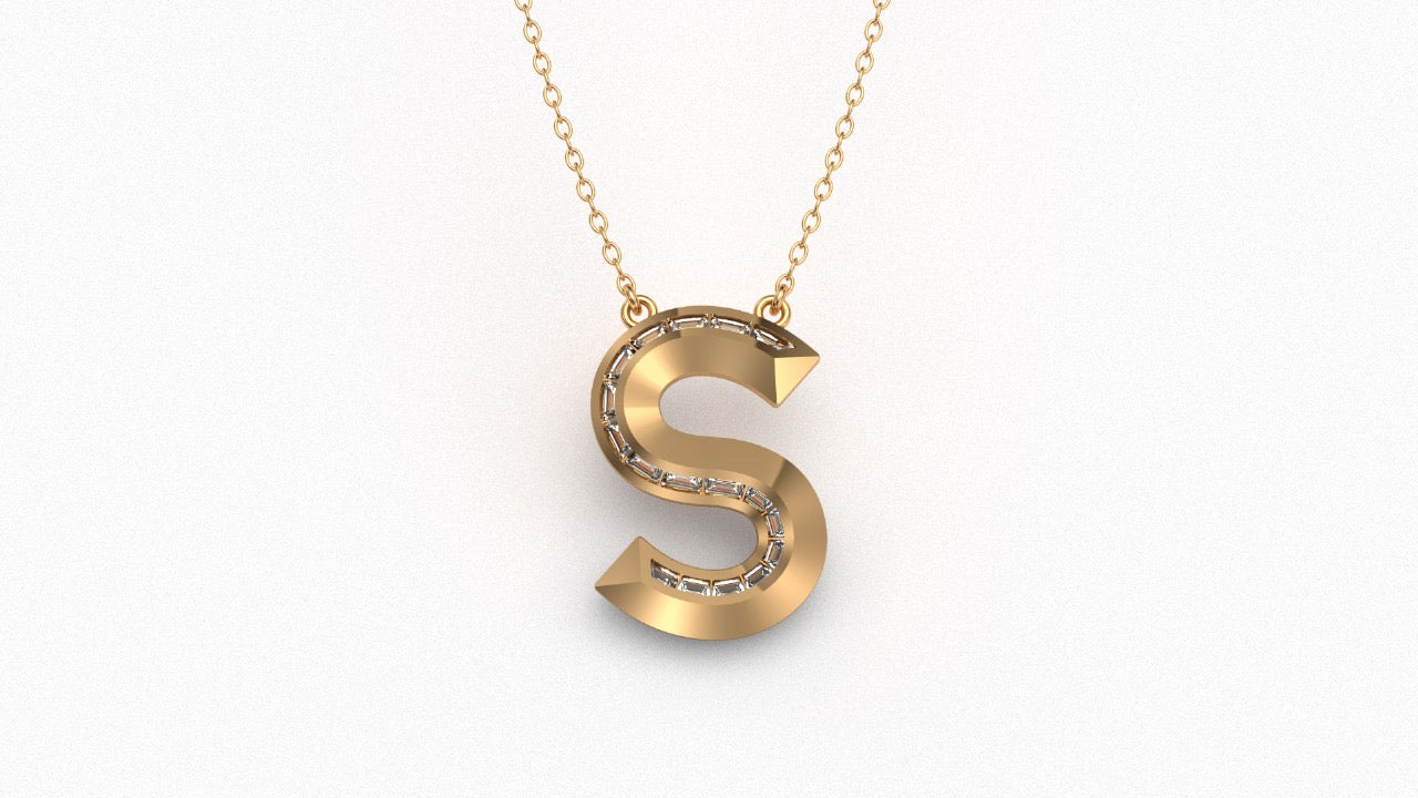 Diamond Initial Pendant in 18K Yellow Gold