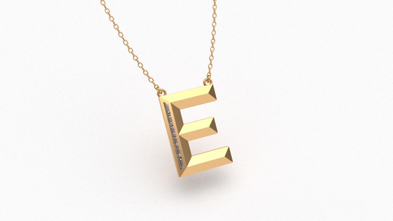 Diamond Initial Pendant in 18K Yellow Gold