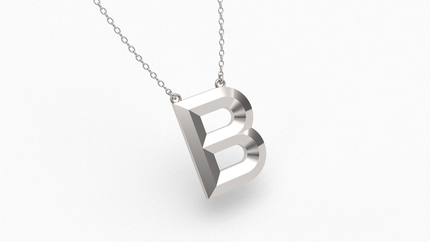 Knife Edge Initial Pendant in Sterling Silver