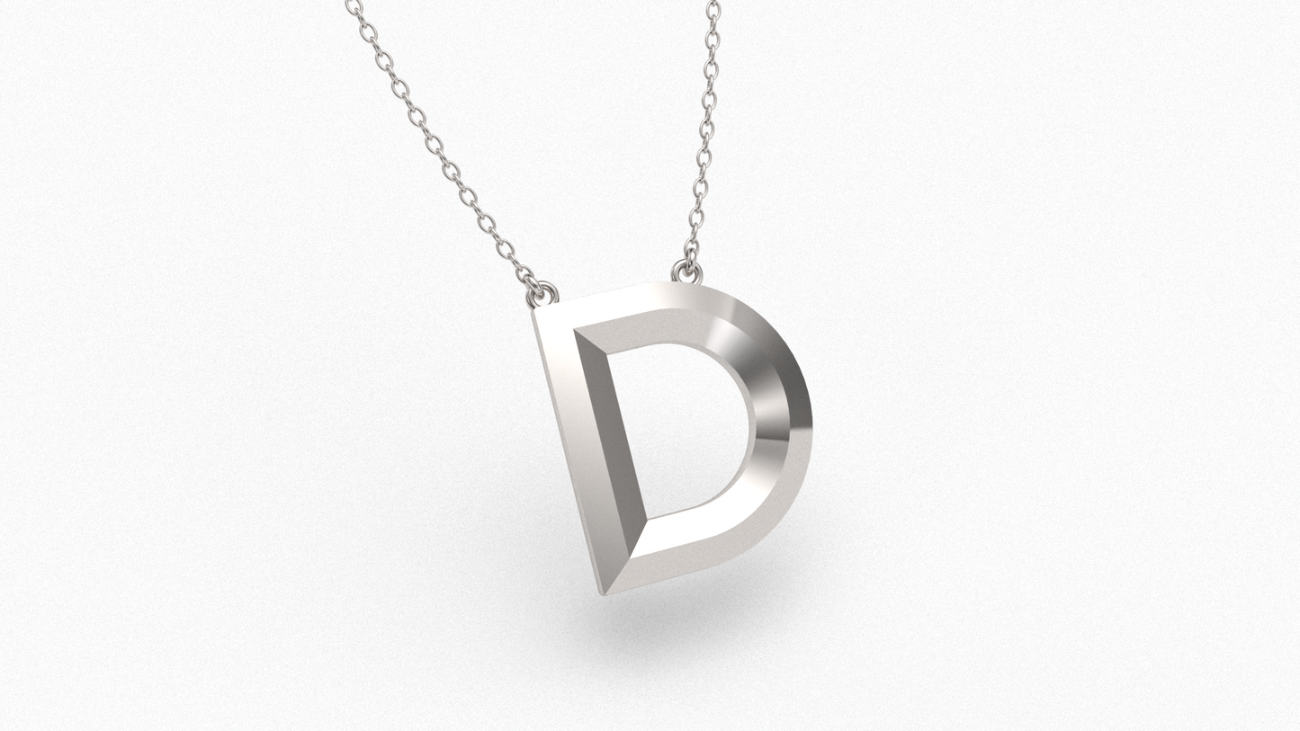 Knife Edge Initial Pendant in Sterling Silver
