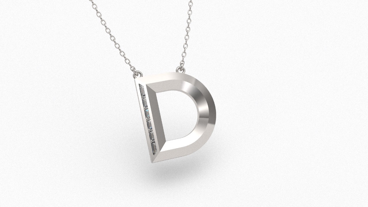 Diamond Initial Pendant in 18K White Gold