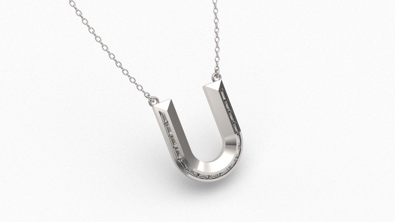 Diamond Initial Pendant in 18K White Gold