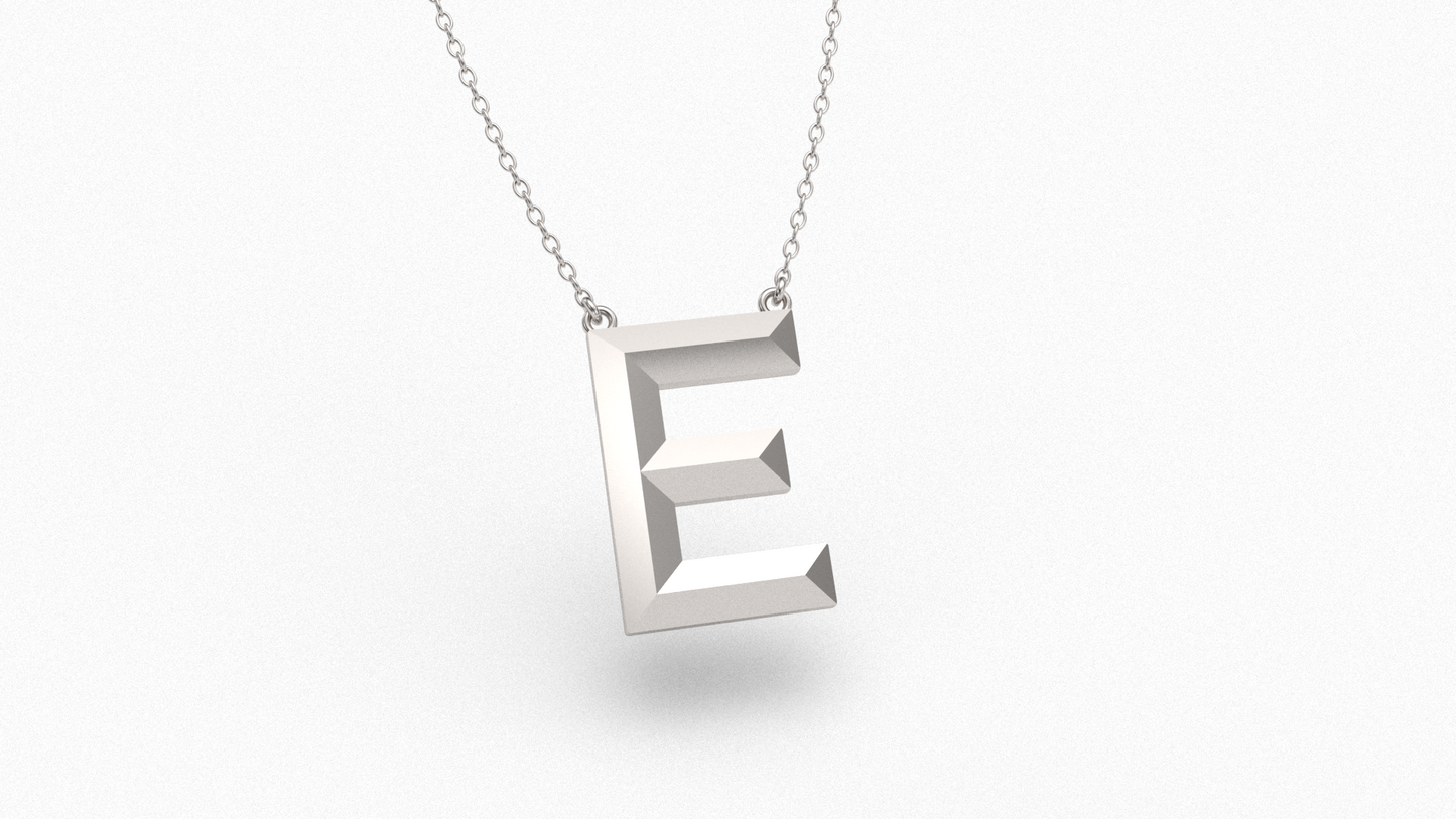 Knife Edge Initial Pendant in Sterling Silver