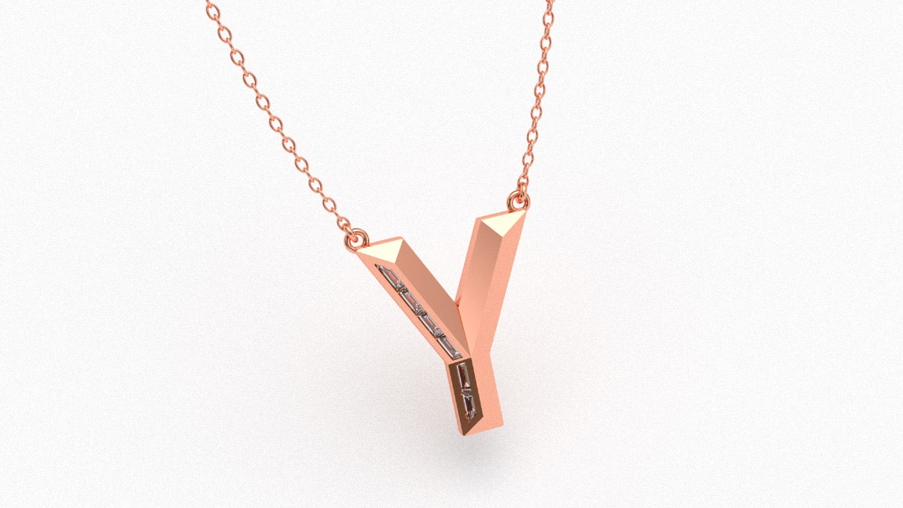 Diamond Initial Pendant in 18K Rose Gold