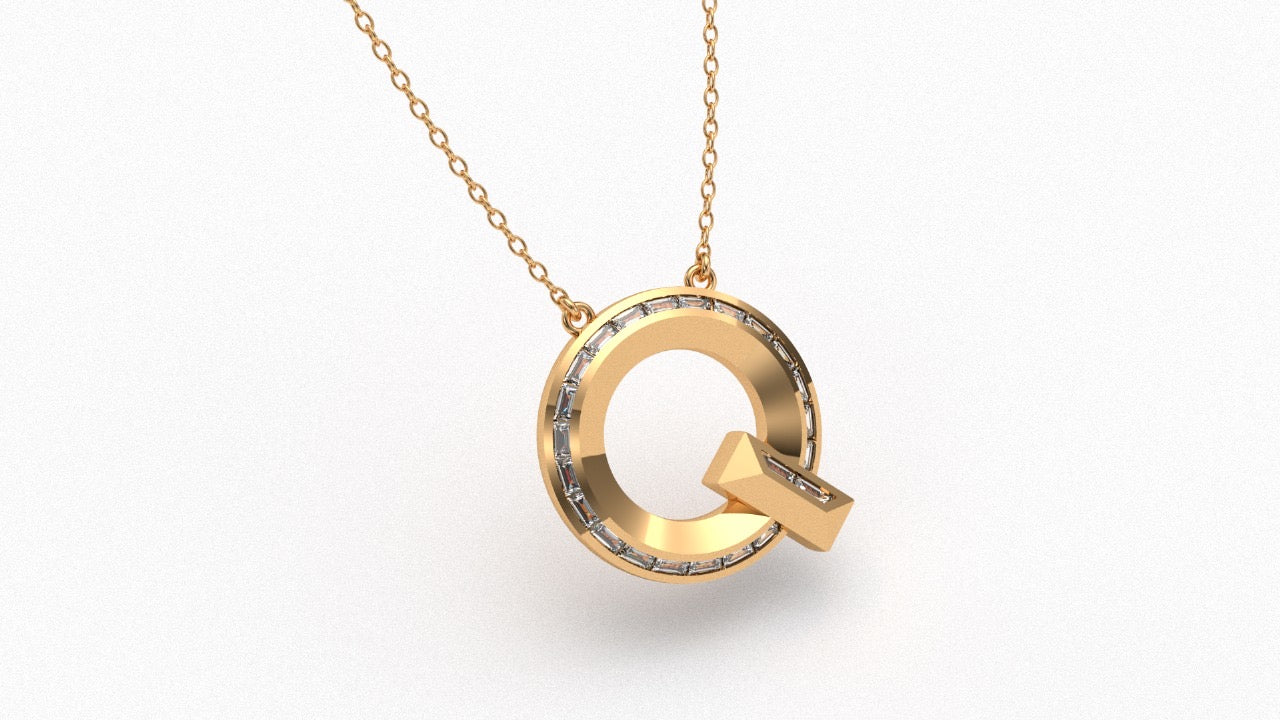 Diamond Initial Pendant in 18K Yellow Gold