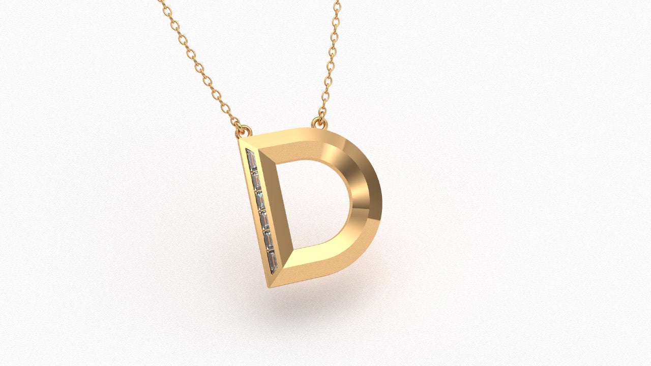 Diamond Initial Pendant in 18K Yellow Gold