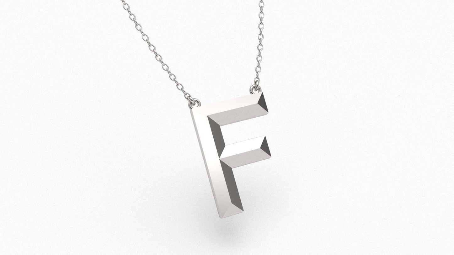 Knife Edge Initial Pendant in Sterling Silver
