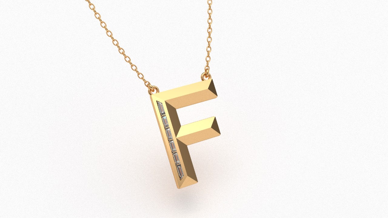 Diamond Initial Pendant in 18K Yellow Gold