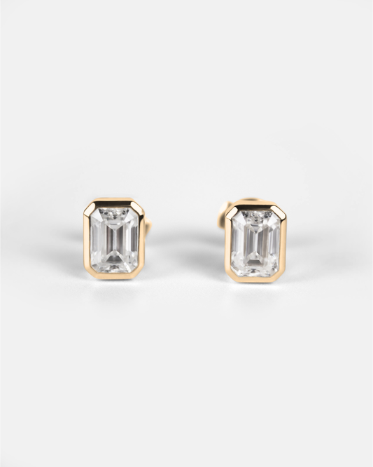 Brix Stud Earrings in 18K Gold