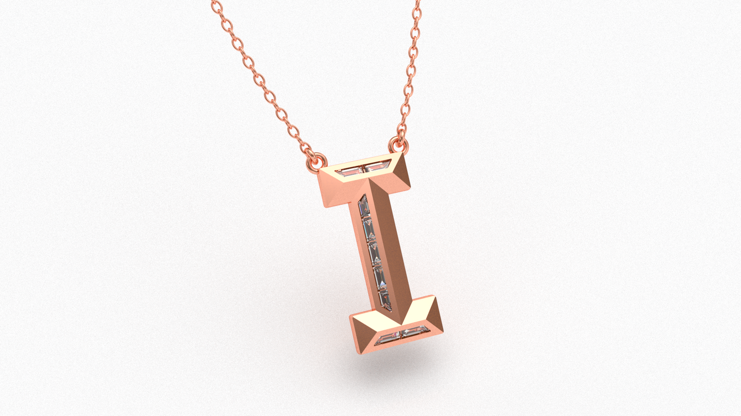 Diamond Initial Pendant in 18K Rose Gold