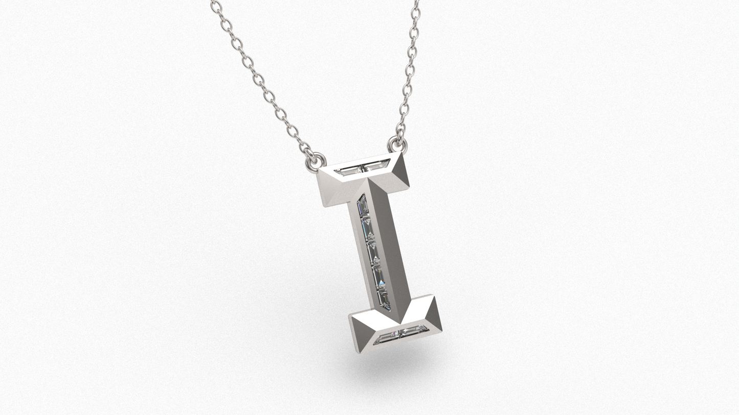 Diamond Initial Pendant in 18K White Gold